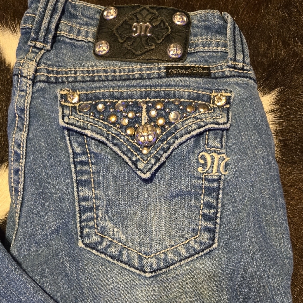 Miss Me Blue Jeans with Rhinestone Accents